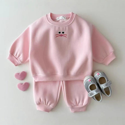 Autumn Baby Kids Unisex Casual Cartoon Face Embroidered Pattern Long