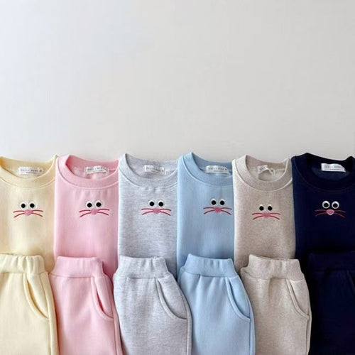 Autumn Baby Kids Unisex Casual Cartoon Face Embroidered Pattern Long