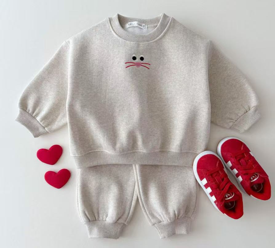 Autumn Baby Kids Unisex Casual Cartoon Face Embroidered Pattern Long