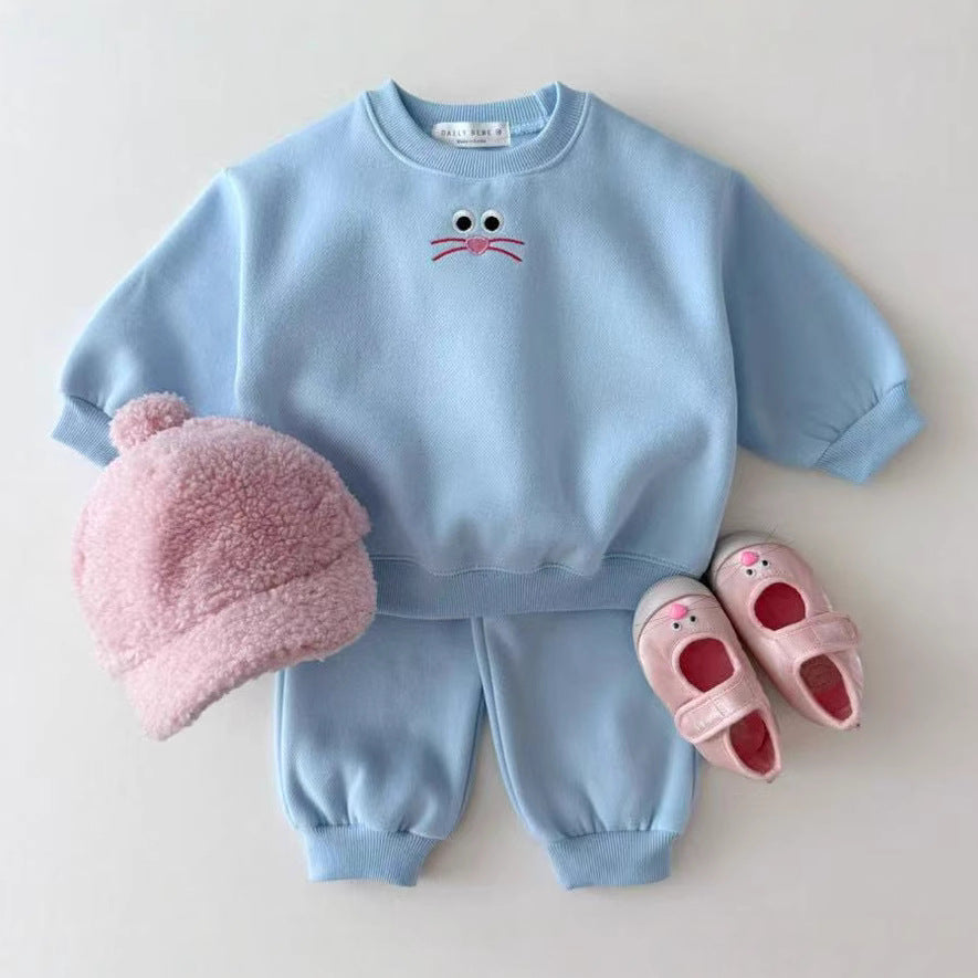 Autumn Baby Kids Unisex Casual Cartoon Face Embroidered Pattern Long
