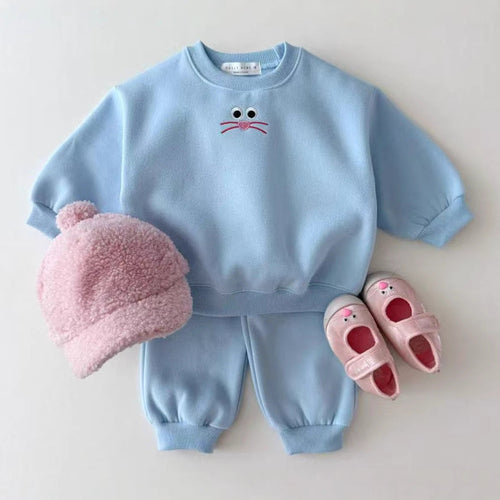 Autumn Baby Kids Unisex Casual Cartoon Face Embroidered Pattern Long
